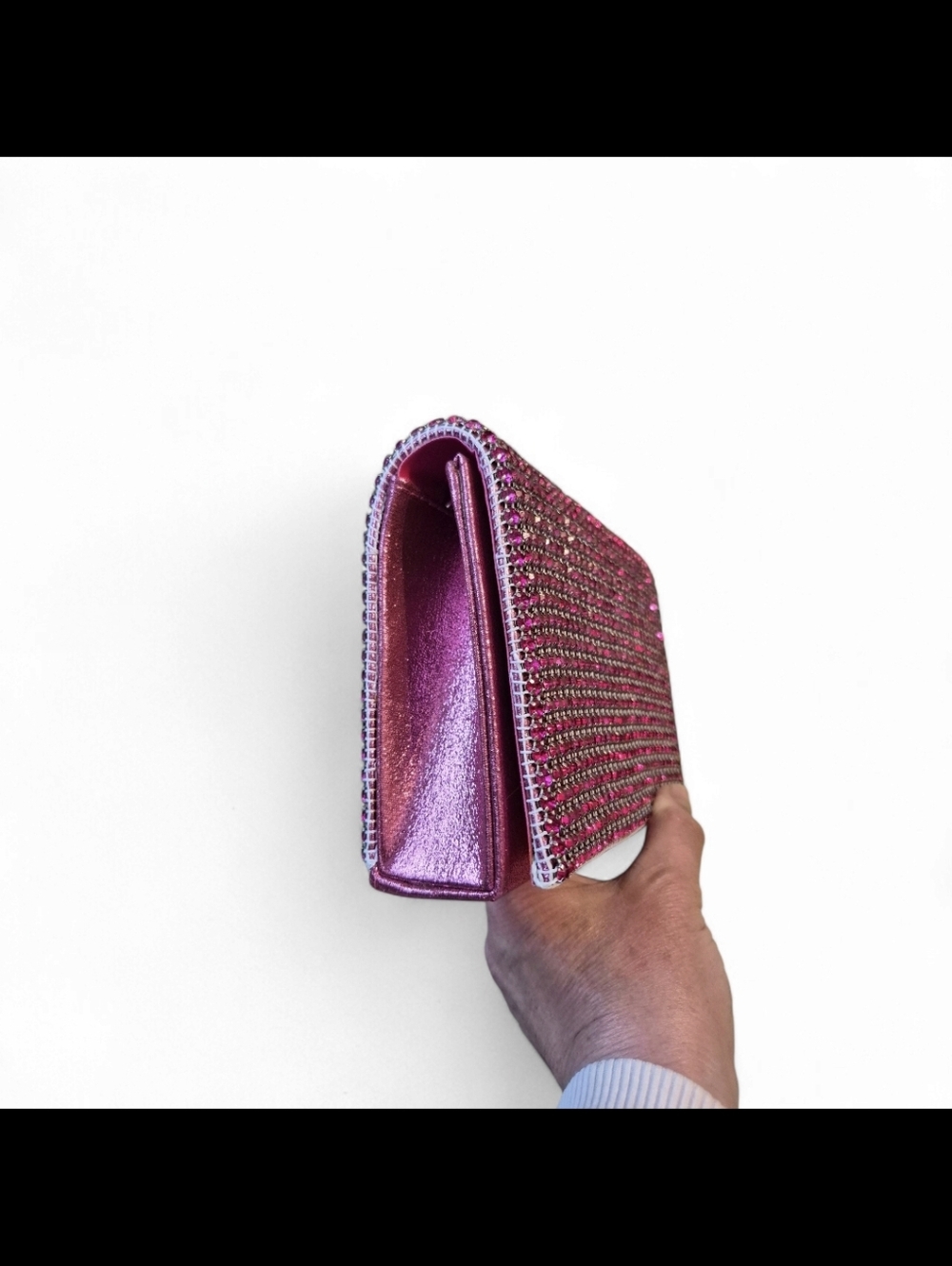 Jessica McClintock Women's Purse Clutch Pink Rhinestone - Picture 5 of 12